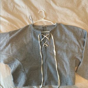 Zara tie detail short crop sweat shirt